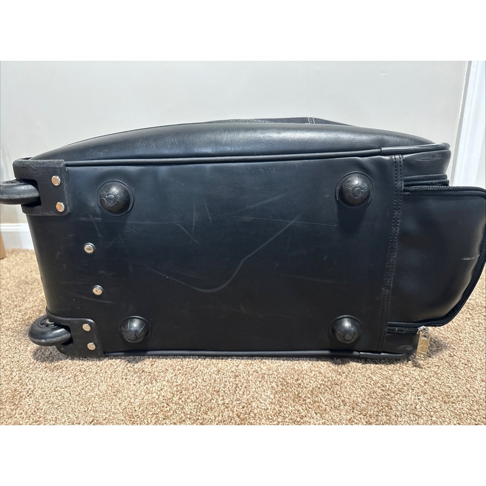 Diane Von Furstenberg DVF Black Suede Roller Travel Duffle Bag Suitcase Leather - Picture 6 of 12